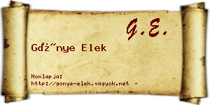 Gönye Elek névjegykártya